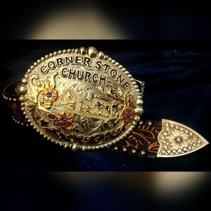 Silver/Gold Rodeo Trophy Belt Buckle